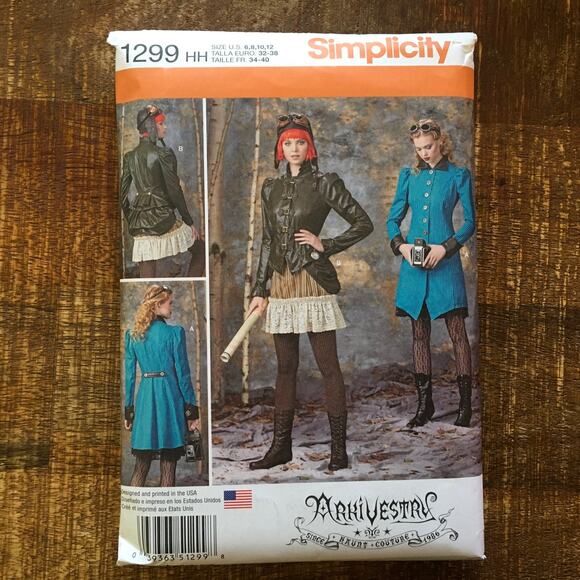 Simplicity Sewing Pattern 1299 Womens Arkivestry 6-12 Steampunk Pilot Bomber FF - Picture 1 of 3